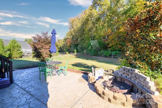 an aerial view of a house with outdoor space