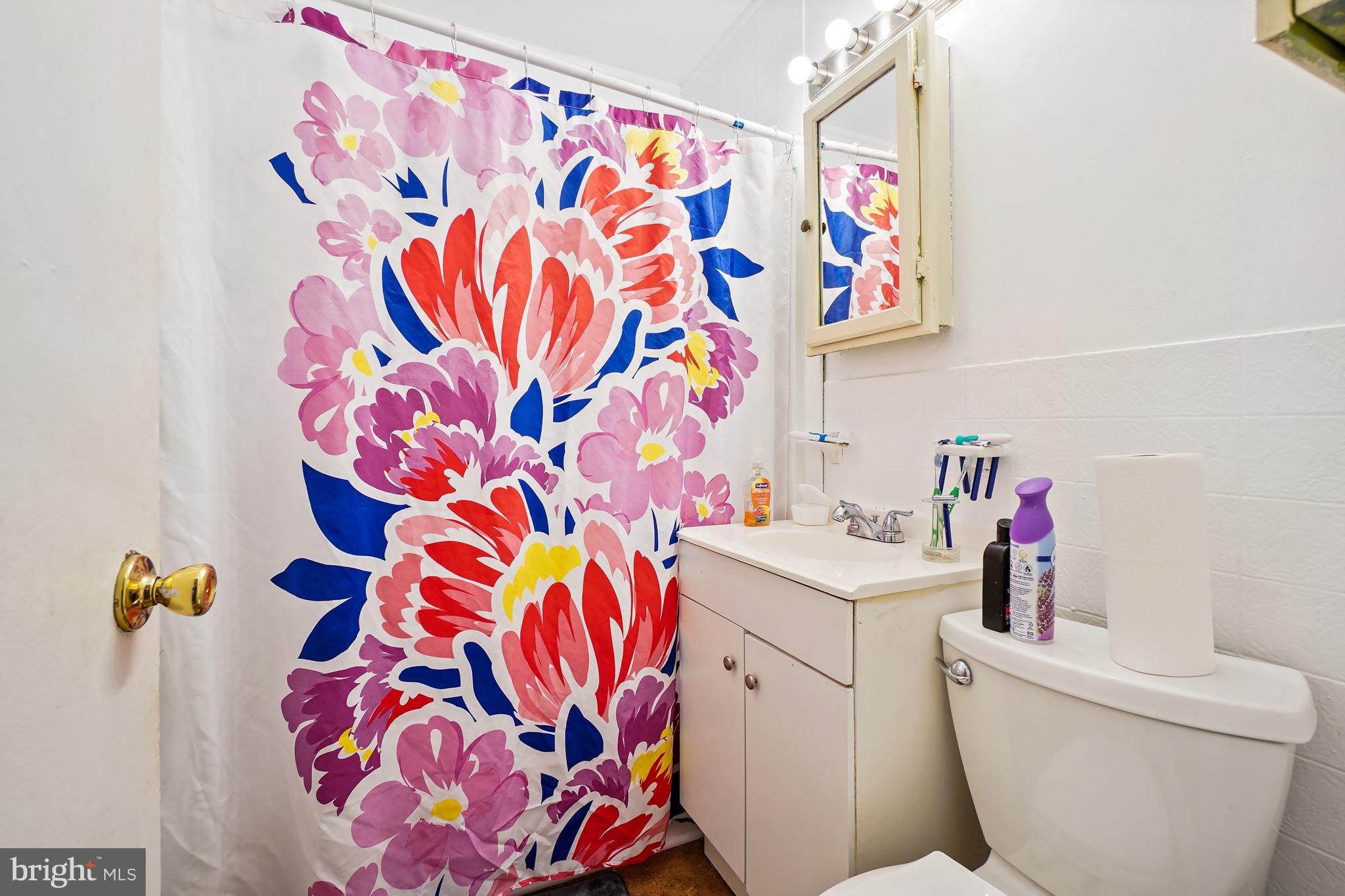 7523 Greenleaf Road Landover, MD 20785 - Photo 25 of 30 a bathroom with a sink toilet vanity and curtain