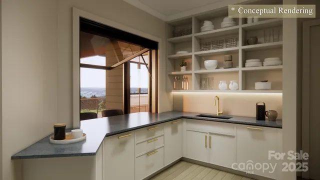 a kitchen with a sink and a window