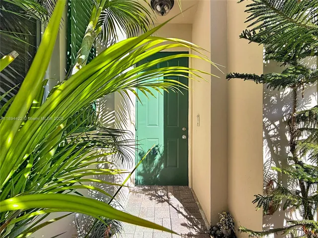 a view of a palm plant that is in front of a building