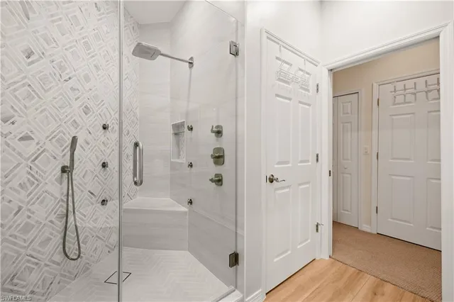 a bathroom with a shower