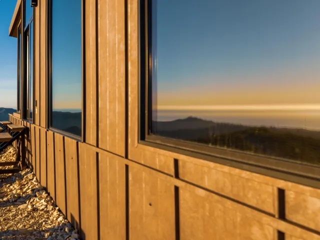 a view of a city with sunset