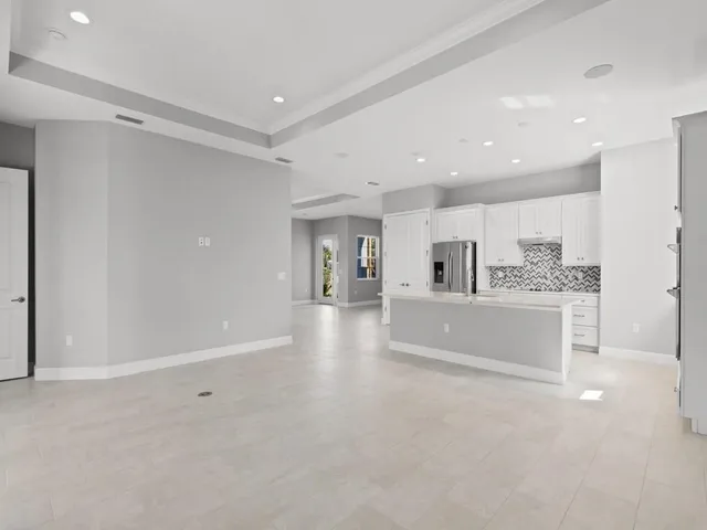 a view of large windows in a room