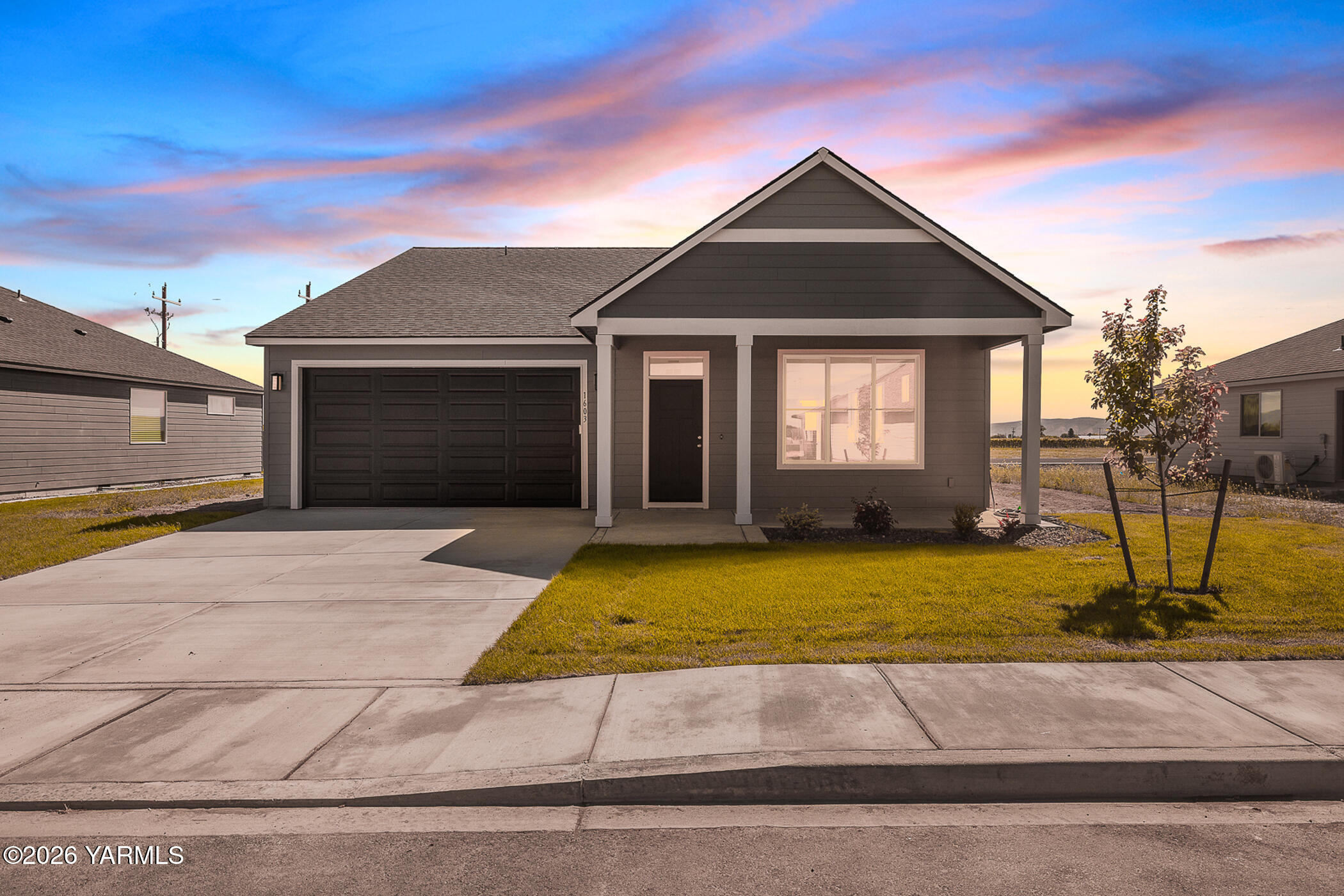 a front view of a house with yard