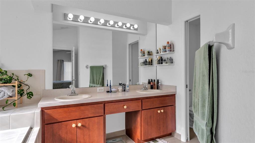 587 Drayton Road Winter Haven, FL 33884 - Photo 29 of 40 a bathroom with a double vanity sink and a mirror