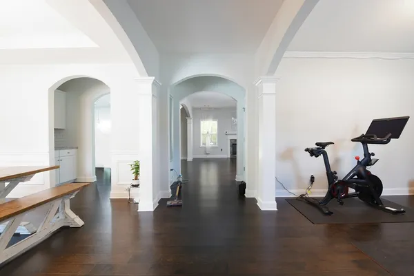 a view of a room with gym equipment