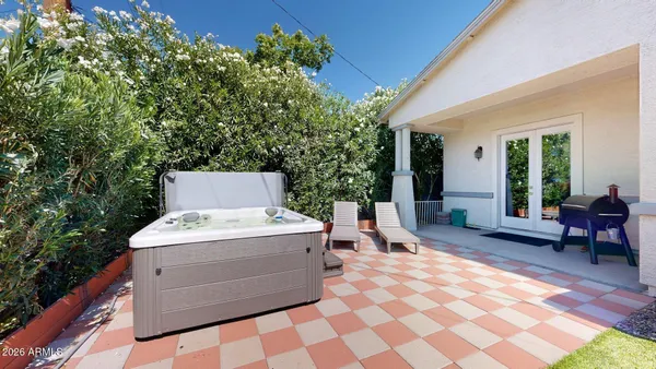 a outdoor space with a bench
