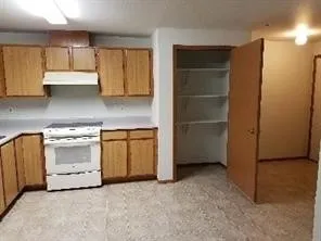 a kitchen with a sink and a stove top oven