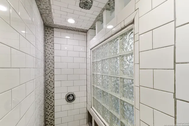 a bathroom with a shower