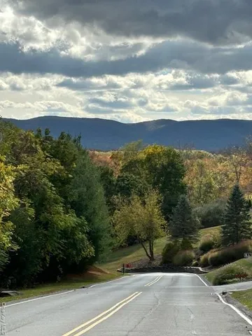 a view of a yard with mountain view