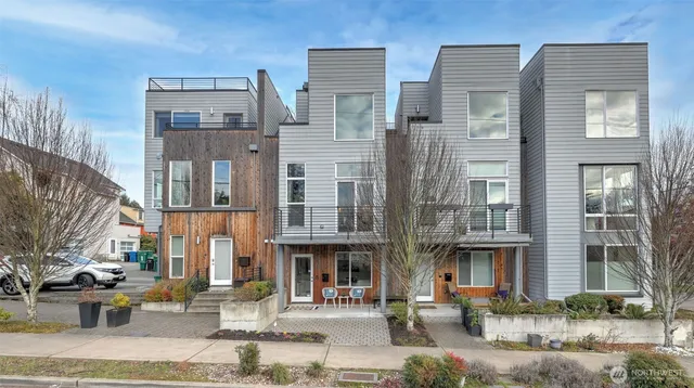 a front view of a building with street view