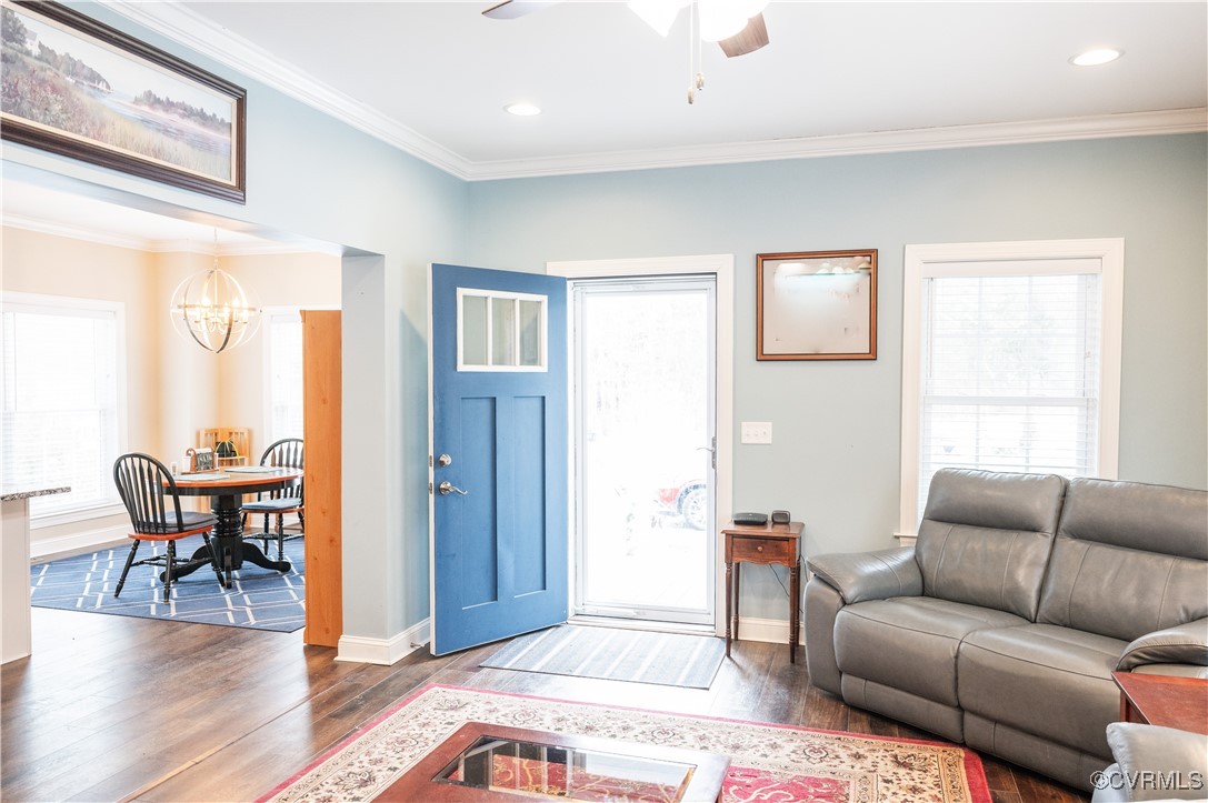 2750 Trenholm Road Powhatan, VA 23139 - Photo 2 of 42 Living room with ceiling fan with recessed lightin