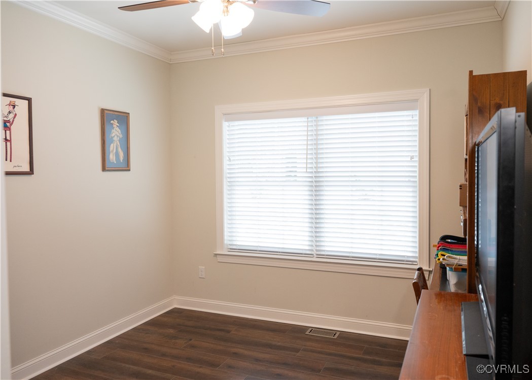 2750 Trenholm Road Powhatan, VA 23139 - Photo 21 of 42 Bedroom #3 with dark floors, ceiling fan, closet a