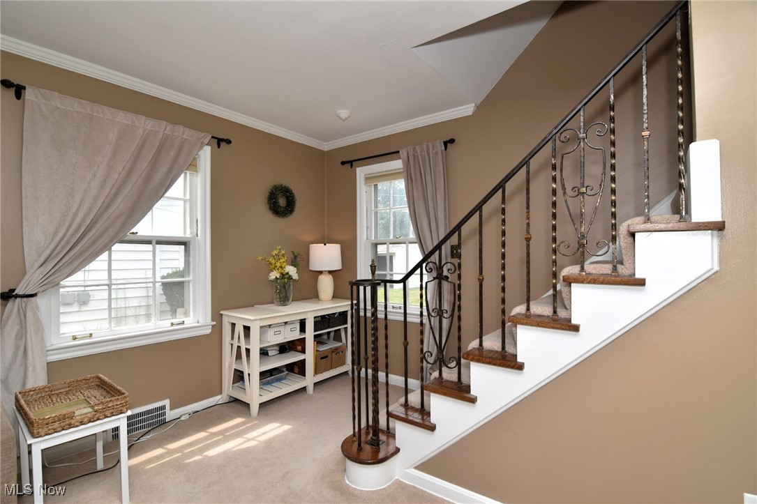 2278 Traymore Road Cleveland, OH 44118 - Photo 12 of 49 Stairs with ornamental molding and carpet flooring