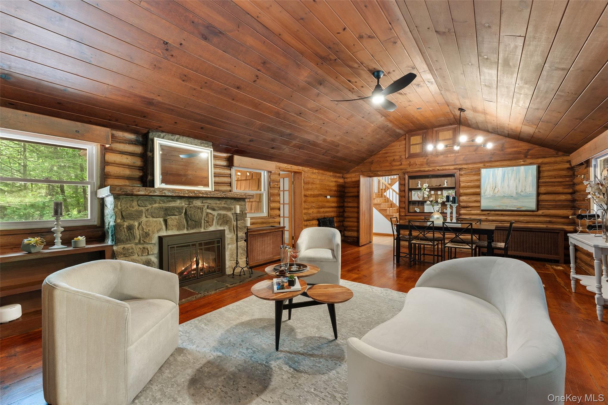 25 Cabin Ridge Road Chappaqua, NY 10514 - Photo 6 of 39 Beautiful log cabin style living room