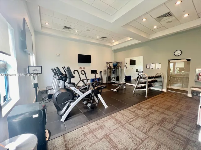 a view of a room with gym equipment