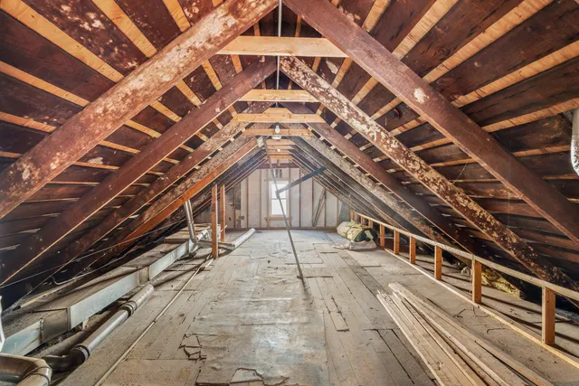 a view of a house with a white door