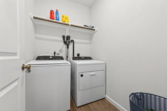 a utility room with dryer and washer