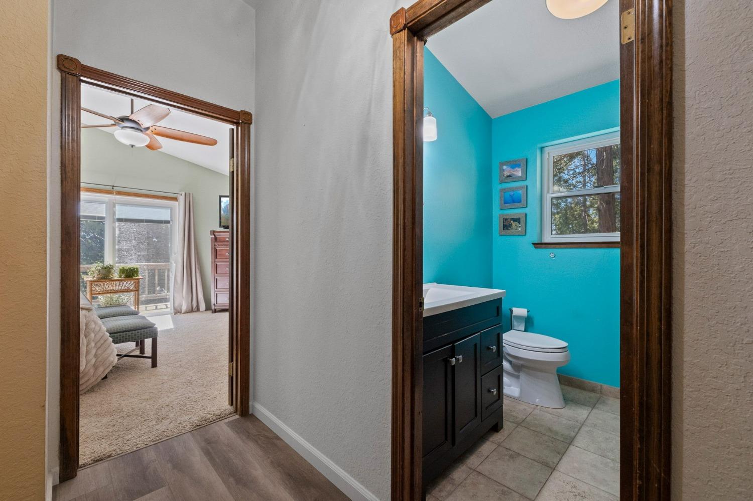 24014 Pine Cone Road Twain Harte, CA 95383 - Photo 20 of 43 a bathroom with a toilet sink and a mirror