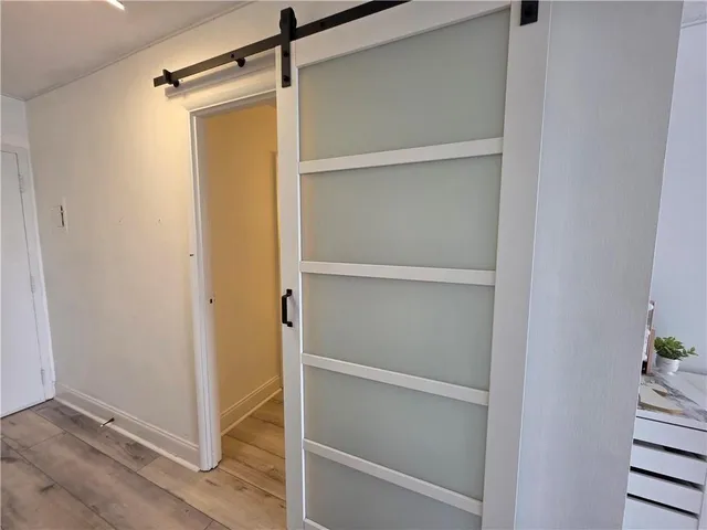 a view of an empty walk in closet