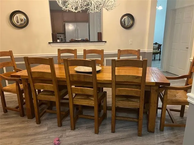 a view of a dining area with furniture