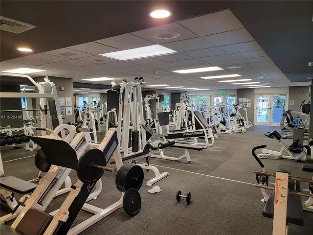 a view of a room with gym equipment