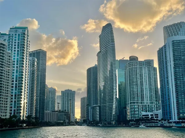 a view of a city with tall buildings