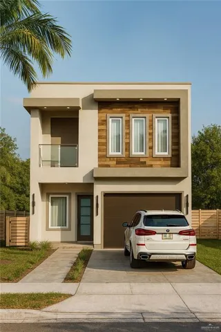 a car parked in front of a house