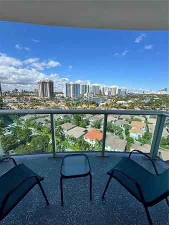 a view of a city from a balcony
