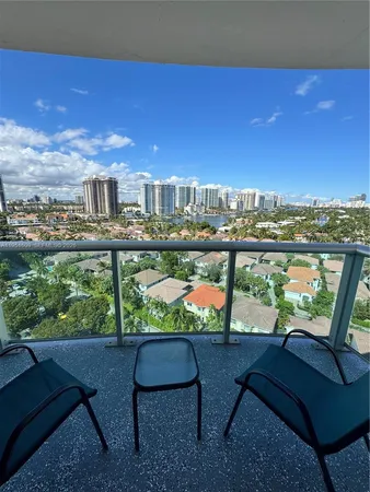 a view of a city from a balcony