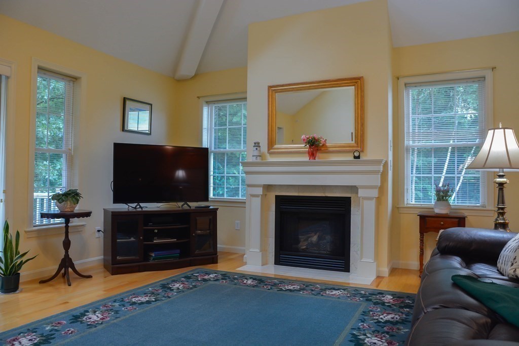 39 Riley Road, Unit 51 Lunenburg, MA 01462 - Photo 3 of 42 a living room with furniture a flat screen tv and a fireplace