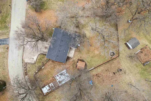 an aerial view of a house