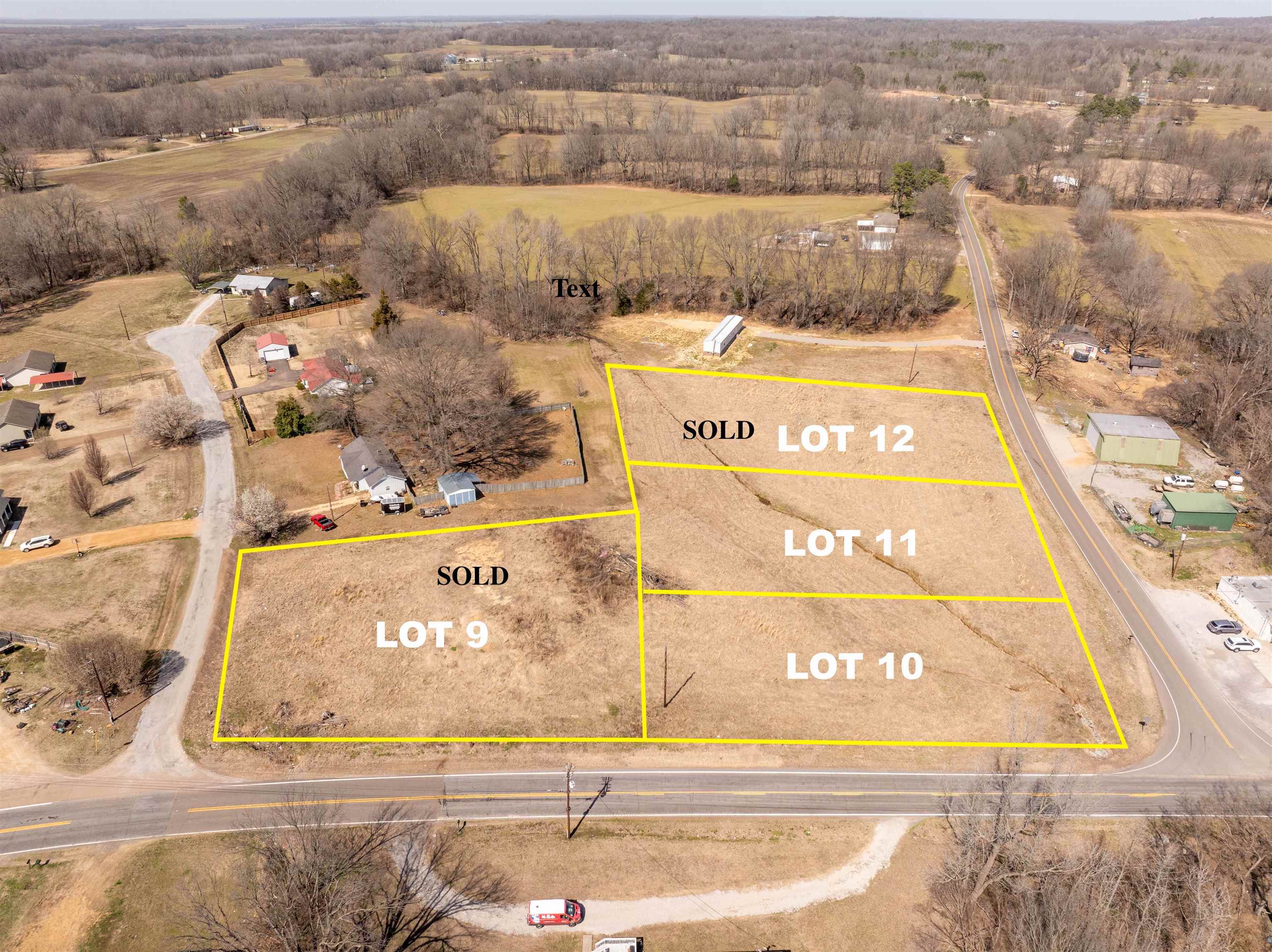 Overview of rural landscape with property boundaries highlighted