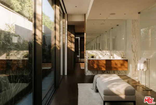 a view of balcony with furniture