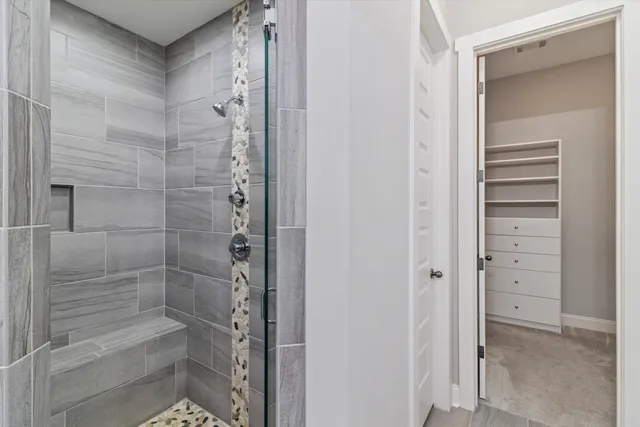 a bathroom with a shower