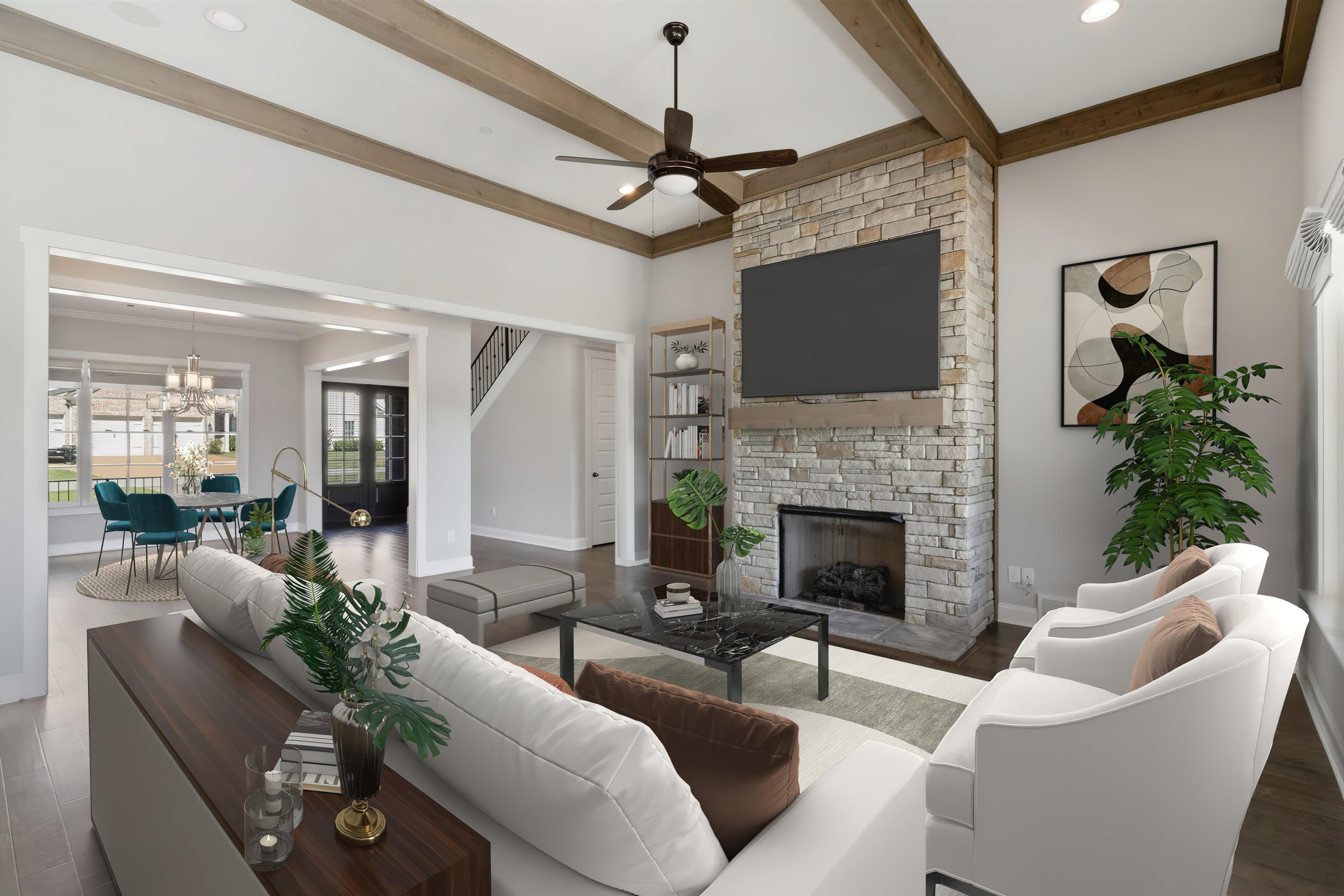 680 Magnolia Lane Piperton, TN 38017 - Photo 9 of 40 a living room with furniture a flat screen tv and a fireplace