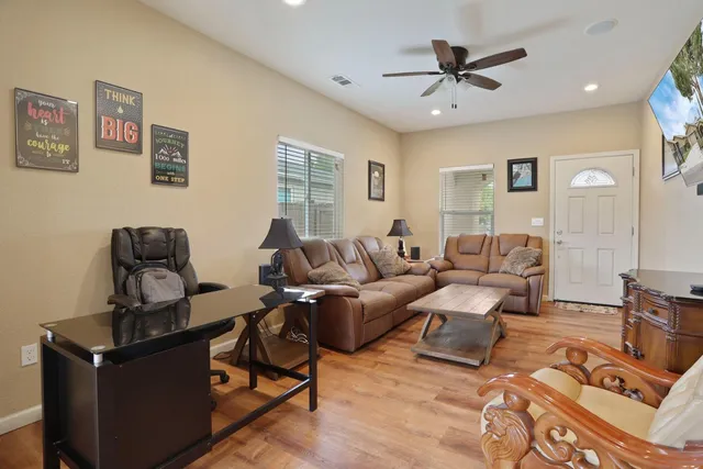 a living room with furniture