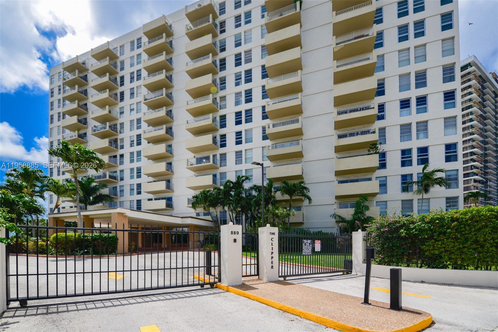 a view of a building with a street