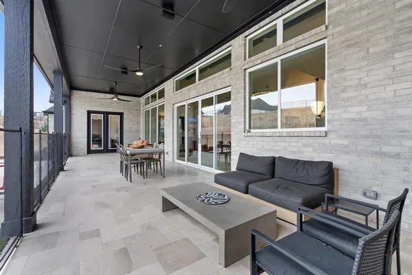 a outdoor living space with furniture