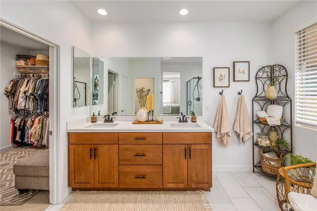 a bathroom with a tub and shower