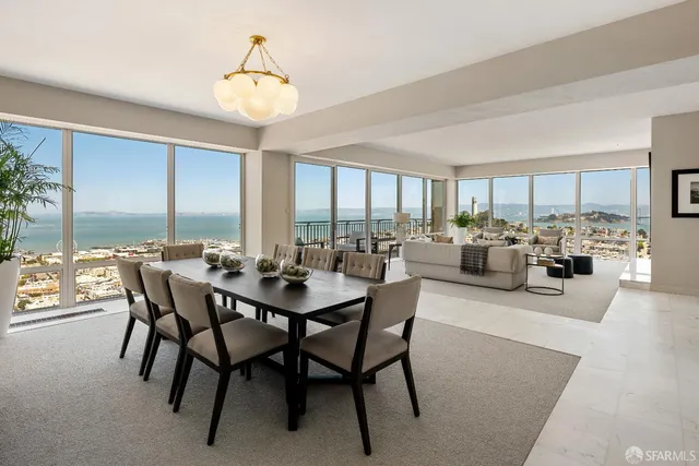 a view of a dining room and livingroom view