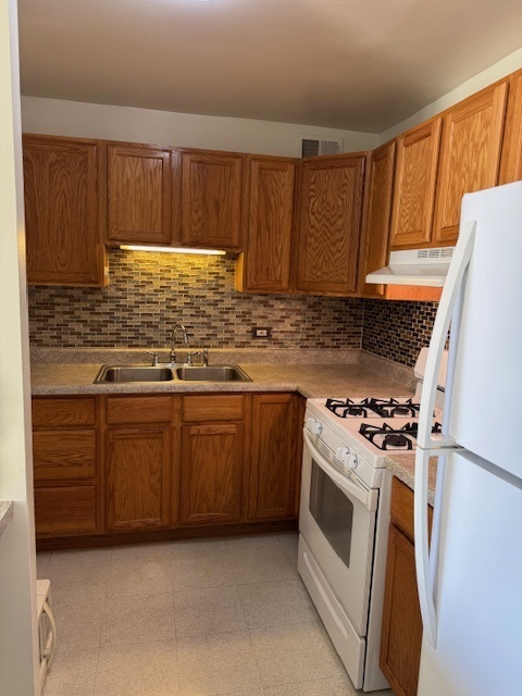 2605 South Indiana Avenue, Unit 708 Chicago, IL 60616 - Photo 8 of 29 a kitchen with granite countertop a sink a stove and refrigerator