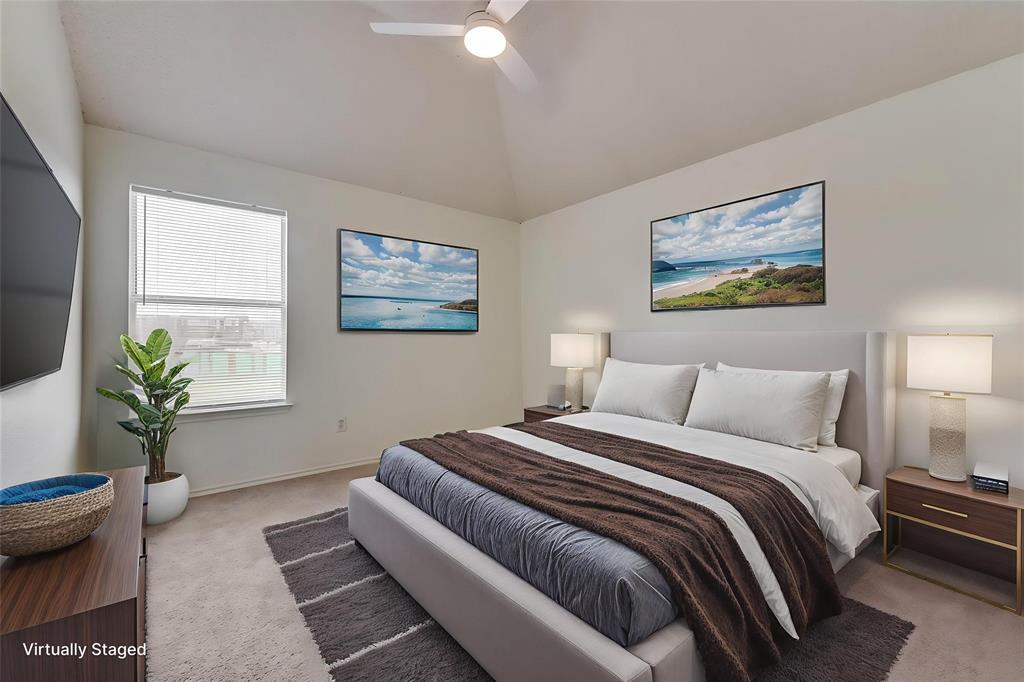 13401 Ponderosa Ranch Road Fort Worth, TX 76262 - Photo 9 of 22 a bedroom with bed and a potted plant