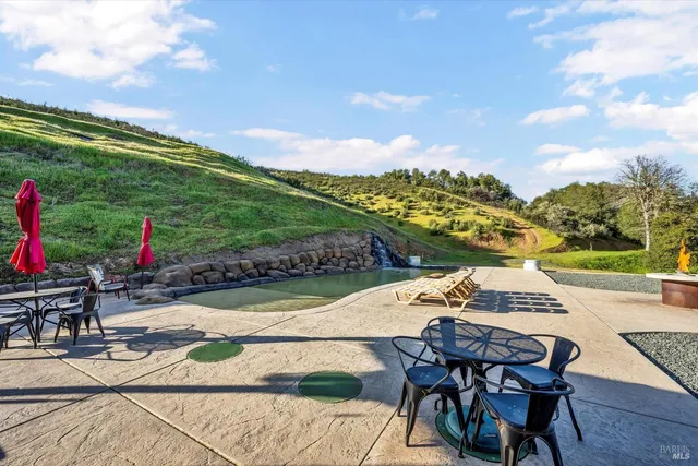 a view of outdoor space with seating