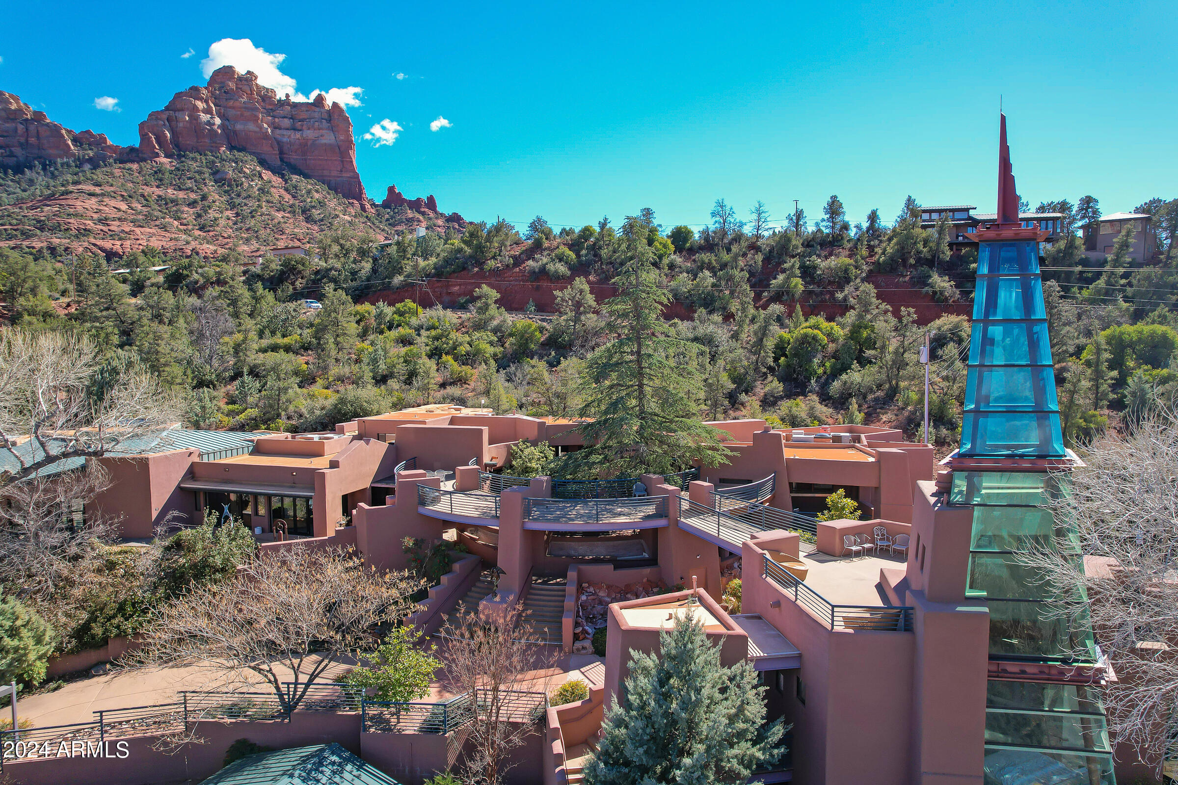 333 Schnebly Hill Road Sedona, AZ 86336 - Photo 4 of 69 an aerial view of a house with a yard basket ball court and outdoor seating
