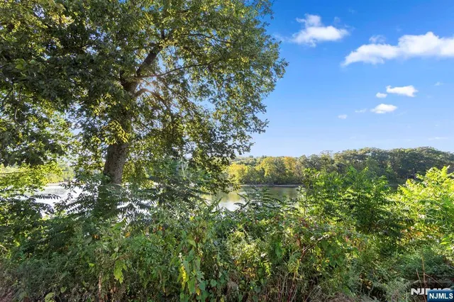 a view of a lake with a house in the background