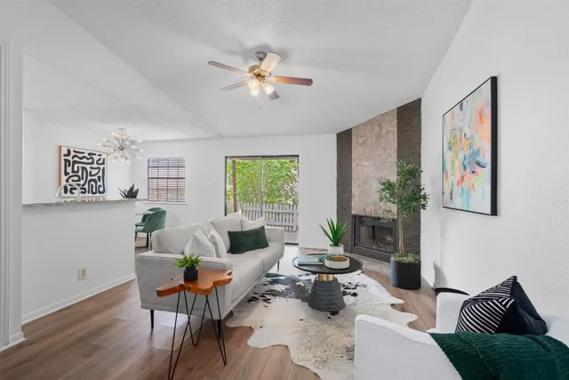 a living room with furniture