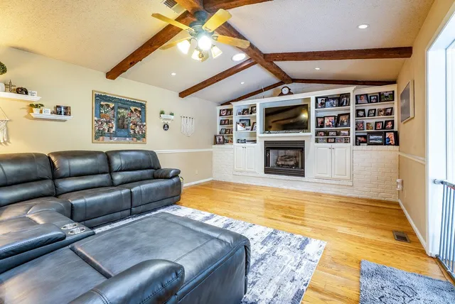 a view of fireplace and utility room
