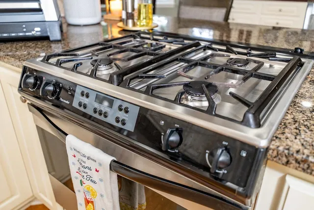 a close view of stove top oven