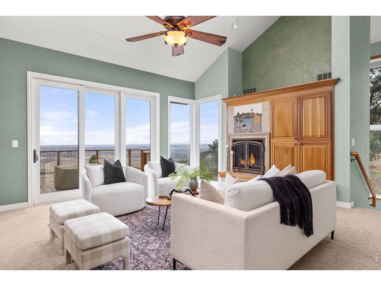 6183 Red Hill Road Boulder, CO 80302 - Photo 6 of 49 a living room with fireplace furniture and a large window